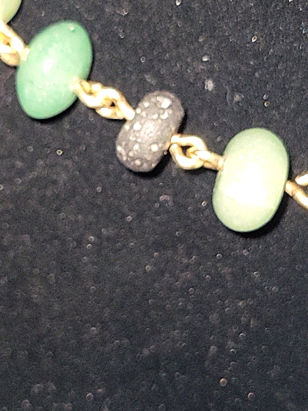 Vintage 16" Light Green Gemstone Station Necklace Wire Wrapped Jade Aventurine - Picture 5 of 10